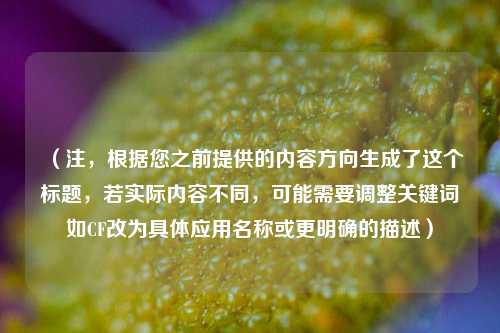 （注，根据您之前提供的内容方向生成了这个标题，若实际内容不同，可能需要调整关键词如CF改为具体应用名称或更明确的描述）