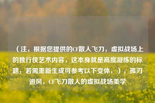 （注，根据您提供的CF散人飞刀，虚拟战场上的独行侠艺术内容，这本身就是高度凝练的标题，若需重新生成可参考以下变体，），孤刃追风，CF飞刀散人的虚拟战场美学