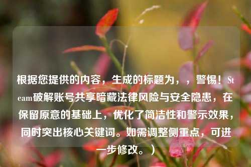 根据您提供的内容，生成的标题为，，警惕！Steam破解账号共享暗藏法律风险与安全隐患，在保留原意的基础上，优化了简洁性和警示效果，同时突出核心关键词。如需调整侧重点，可进一步修改。）