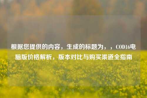 根据您提供的内容,生成的标题为,,COD16电脑版价格解析,版本对比与购买渠道全指南