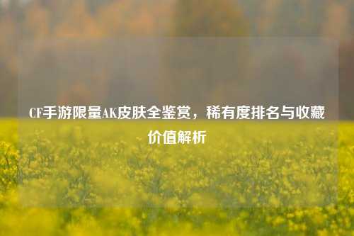 CF手游限量AK皮肤全鉴赏，稀有度排名与收藏价值解析