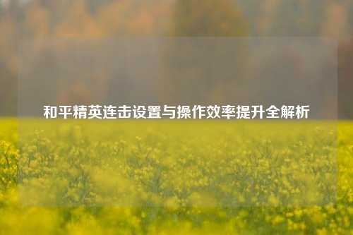 和平精英连击设置与操作效率提升全解析