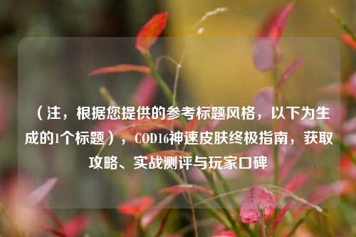 （注，根据您提供的参考标题风格，以下为生成的1个标题），COD16神速皮肤终极指南，获取攻略、实战测评与玩家口碑