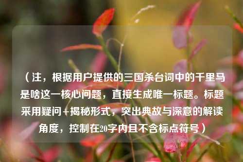 （注，根据用户提供的三国杀台词中的千里马是啥这一核心问题，直接生成唯一标题。标题采用疑问+揭秘形式，突出典故与深意的解读角度，控制在20字内且不含标点符号）