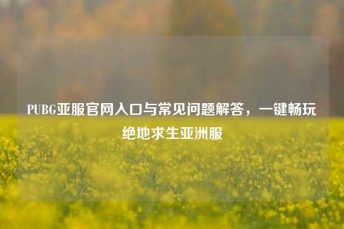 PUBG亚服官网入口与常见问题解答，一键畅玩绝地求生亚洲服