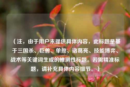 （注，由于用户未提供具体内容，此标题是基于三国杀、巨兽、单挑、诸葛亮、技能博弈、战术等关键词生成的推测性标题。若需精准标题，请补充具体内容细节。）