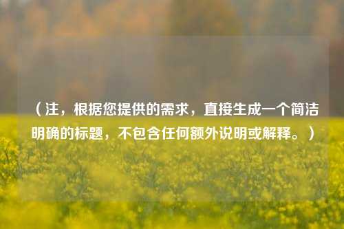 （注，根据您提供的需求，直接生成一个简洁明确的标题，不包含任何额外说明或解释。）