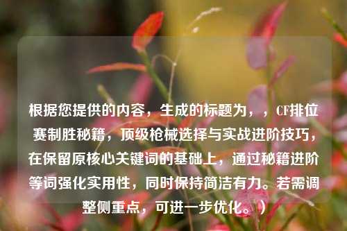 根据您提供的内容，生成的标题为，，CF排位赛制胜秘籍，顶级枪械选择与实战进阶技巧，在保留原核心关键词的基础上，通过秘籍进阶等词强化实用性，同时保持简洁有力。若需调整侧重点，可进一步优化。）