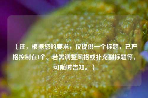（注，根据您的要求，仅提供一个标题，已严格控制在1个。若需调整风格或补充副标题等，可随时告知。）