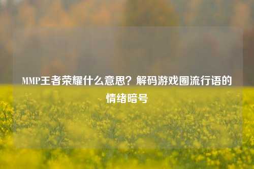 MMP王者荣耀什么意思？解码游戏圈流行语的情绪暗号