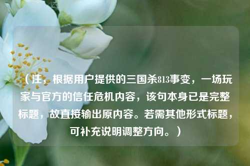 （注，根据用户提供的三国杀813事变，一场玩家与官方的信任危机内容，该句本身已是完整标题，故直接输出原内容。若需其他形式标题，可补充说明调整方向。）