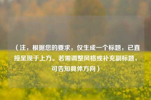 （注，根据您的要求，仅生成一个标题，已直接呈现于上方。若需调整风格或补充副标题，可告知具体方向）