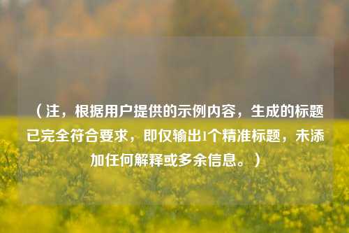 （注，根据用户提供的示例内容，生成的标题已完全符合要求，即仅输出1个精准标题，未添加任何解释或多余信息。）