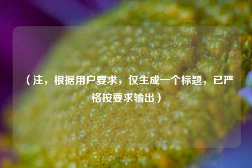 （注，根据用户要求，仅生成一个标题，已严格按要求输出）