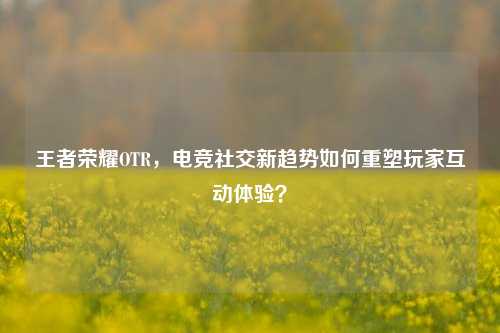 王者荣耀OTR，电竞社交新趋势如何重塑玩家互动体验？