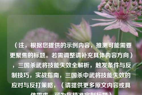 （注，根据您提供的示例内容，推测可能需要更聚焦的标题。若需调整请补充具体内容方向），三国杀武将技能失效全解析，触发条件与反制技巧，实战指南，三国杀中武将技能失效的应对与反打策略，（请提供更多原文内容或具体需求，可为您精准定制标题）