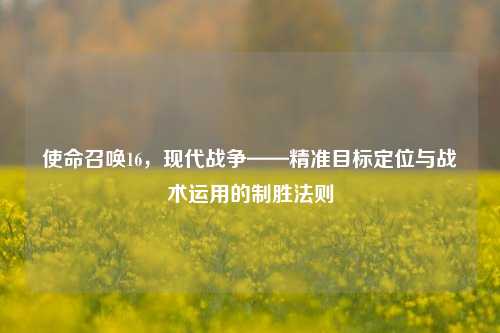 使命召唤16，现代战争——精准目标定位与战术运用的制胜法则