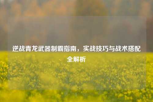 逆战青龙武器制霸指南，实战技巧与战术搭配全解析