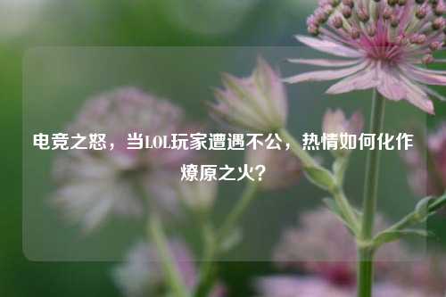 电竞之怒，当LOL玩家遭遇不公，热情如何化作燎原之火？