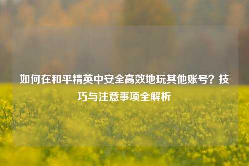 如何在和平精英中安全高效地玩其他账号？技巧与注意事项全解析