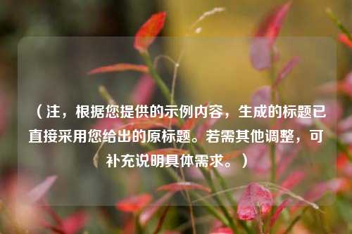 （注，根据您提供的示例内容，生成的标题已直接采用您给出的原标题。若需其他调整，可补充说明具体需求。）