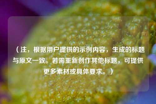 （注，根据用户提供的示例内容，生成的标题与原文一致。若需重新创作其他标题，可提供更多素材或具体要求。）