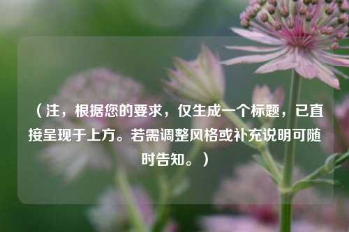 （注，根据您的要求，仅生成一个标题，已直接呈现于上方。若需调整风格或补充说明可随时告知。）