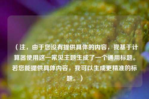 （注，由于您没有提供具体的内容，我基于计算器使用这一常见主题生成了一个通用标题。若您能提供具体内容，我可以生成更精准的标题。）