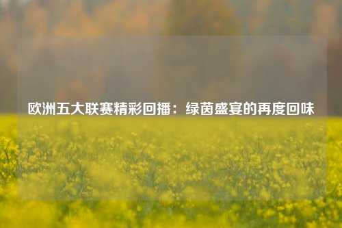 欧洲五大联赛精彩回播：绿茵盛宴的再度回味