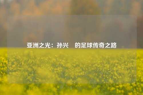 亚洲之光：孙兴慜的足球传奇之路