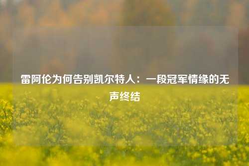 雷阿伦为何告别凯尔特人：一段冠军情缘的无声终结